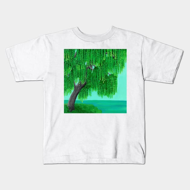 Weeping Willow Kids T-Shirt by wynbre